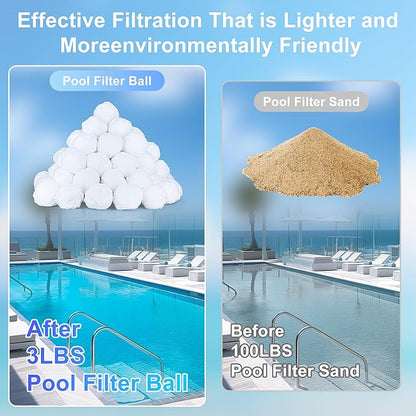 Pool Filter Balls 3lb – Eco-Friendly Filter Media for Sand Filters, High-Efficiency Replacement for Traditional Pool Sand, Compatible with Pools and Sand Pumps
