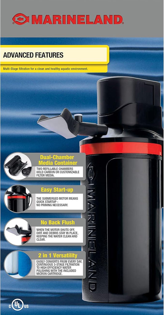MarineLand Magnum Polishing Internal Canister Filter, for Aquariums Up to 97 Gallons, 10.5 in (ML90770) (Pack of 4)