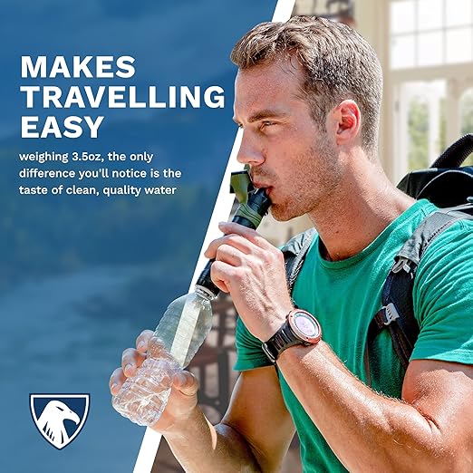 Survivor Filter Emergency Water Straw – USA-Tested – 0.05 Micron Filtration – Portable Outdoor Water Filter for Camping & Hiking - No Expiration
