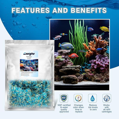 4 Liter DI Resin Mixed Bed Color Changing for RO/DI Systems, Optimal TDS Reduction, Color Changing Easy Monitoring, Ideal for Aquariums, Ensures Superior Water Quality(1 Pcs, 6.88 Lbs)