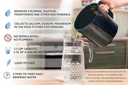 | 3 in 1 Water Ionizer | Alkaline Water Machine | Colloidal Silver Generator Kit | Alkaline Pitcher: PH 2.4-11, up to -1000mV ORP | Colloidal: 0-20 PPM, Silver Rods 9999 Pure | Acidic Water
