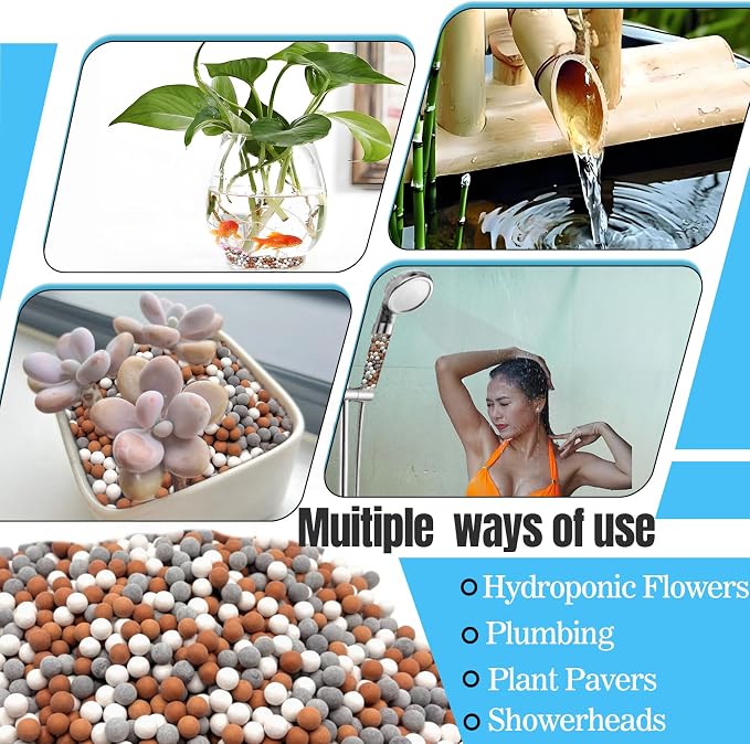Shower Head Beads Refills, 200g Mineral Replacement for Hard Water - Ionic Filter Balls, Water Softener for Skin & Hair Care, Compatible Beaded Filter Unit (Orange, Gray, White)