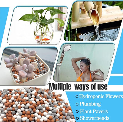 Shower Head Beads Refills, 200g Mineral Replacement for Hard Water - Ionic Filter Balls, Water Softener for Skin & Hair Care, Compatible Beaded Filter Unit (Orange, Gray, White)