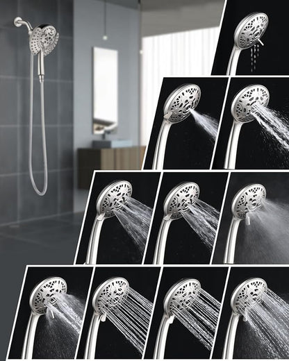INAVAMZ Shower Heads with Handheld Spray Combo: 7.2" Rainfall Shower Head & Handheld Shower Head 2-IN-1 Shower Head with 60" Rotatable Stainless Steel Hose Nickel, Shower Trim Systems