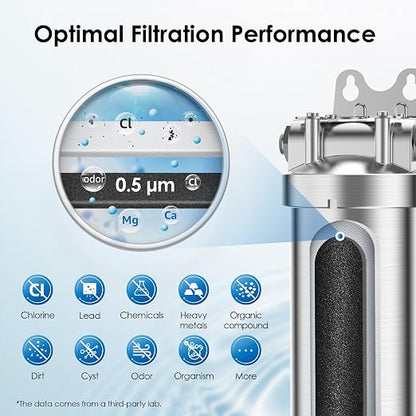 Waterdrop BS08 Under Sink Water Filtration System with Dedicated Faucet | Reduces Chlorine, Heavy Metals, Bad Taste & Odor, Stainless Steel Water Filter System, NSF/ANSI 42 Certified, 1 Year