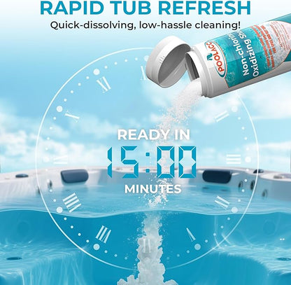 Non-Chlorine Spa Shock for Hot Tub -2.2 lbs×8 Packs, Chlorine-Free Shock Oxidizer Treatment for Hot Tubs, Spas and Swimming Pools, Fast Acting Oxidizing Shock for Crystal Clear Water, 17.6 lbs
