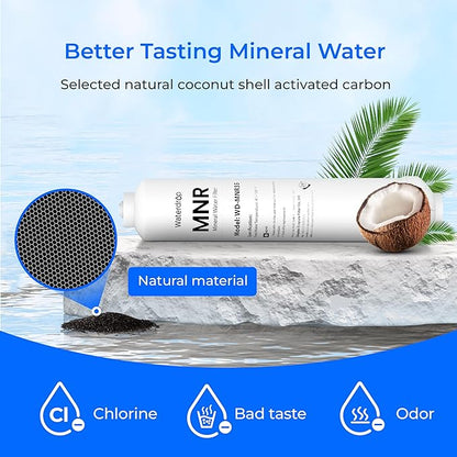 Waterdrop MNR35-2 Remineralization Filter, 1/4" Quick Connect Mineral Filter for Undersink Reverse Osmosis System, Restore Essential Minerals for RO System, RO Mineral Filter System, 2-Pack