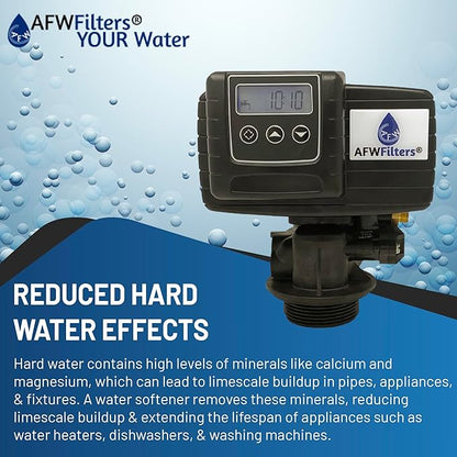 AFWFilters Premium Fleck 5600 SXT Meter Demand Water Softener - 48,000 Grain Capacity with 10% Long Life Crosslink Resin