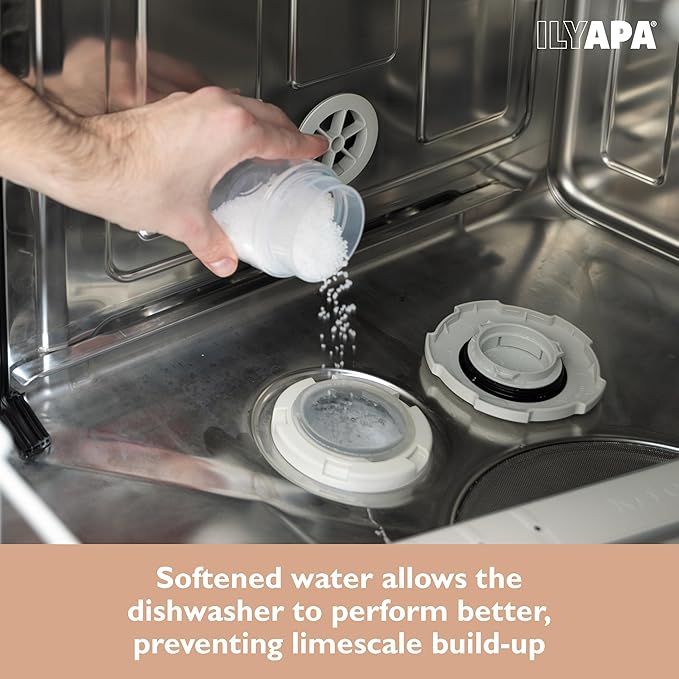 Ilyapa Dishwasher Salt 5 lbs - 100% Pure Natural Salt for Dishwasher - Dye and Fragrance Free Water Softener Crystals, Hard Water Rinse Aid
