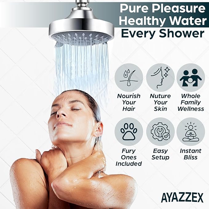 Filtered Shower Head – Water Softener – Shower Head With Filters for Hard Water – 5 Modes High Pressure Showerhead – 1-Min Install – Reduces Chlorine & Heavy Metals – 1 Bonus Shower Filter