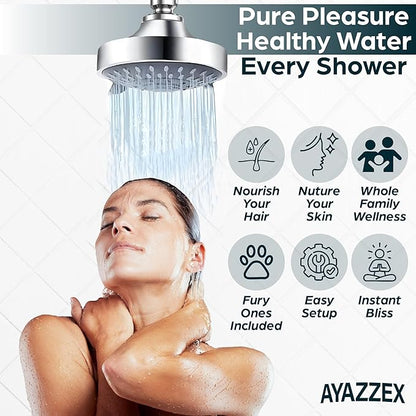 Filtered Shower Head – Water Softener – Shower Head With Filters for Hard Water – 5 Modes High Pressure Showerhead – 1-Min Install – Reduces Chlorine & Heavy Metals – 1 Bonus Shower Filter