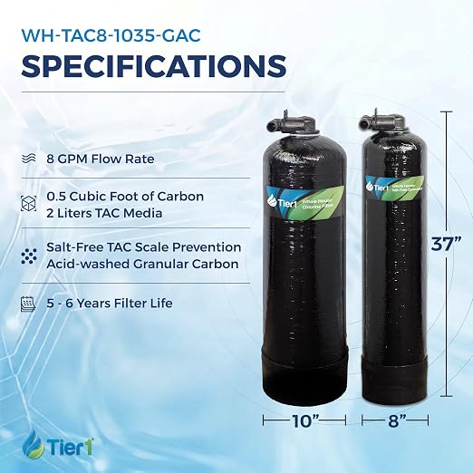 Tier1 Salt-Free Descaler & Chlorine Filter | 3-in-1 TAC Conditioner | 300,000 Gallon Capacity | Chlorine Reduction & Sediment Pre-Filteration System | Scale Prevention Water Softener Alternative