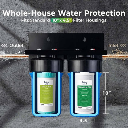 iSpring F2WGB21BKS Whole House 4.5"x10" Water Filtration CTO Carbon Block and GAC+KDF Water Filter Replacement Cartridge Pack Set for WGB21B-KS