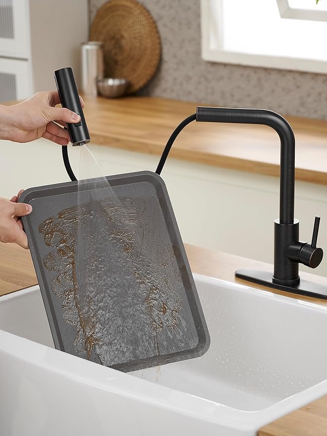 Kitchen Faucets with Pull Down Sprayer,Waterfall Kitchen Sink Faucet,Commercial Utility Stainless Steel Kitchen Faucets,Single Handle Kitchen Sink Faucet with Pull Down Sprayer for 3 Function,ORB