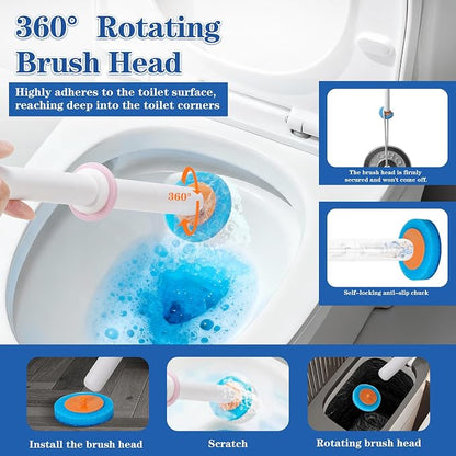 PeiTuSangJin Disposable Toilet Brush Wand kit,Auto-Ejecting32 Refills | 360° Dead-Angle-Free Cleaning,3 Air-Purifying Scent Rings,Wall-Mounted Disposable Toilet Brush(1+32)