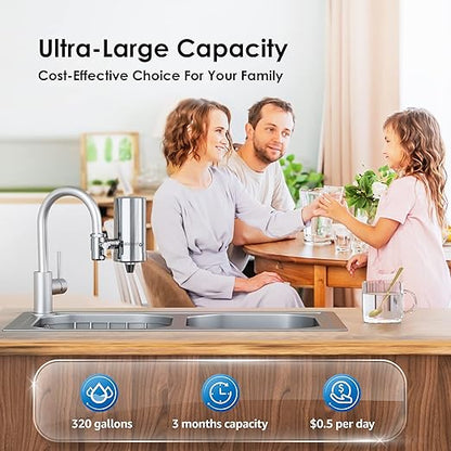 Waterdrop Water Filter for Sink Faucet, 360° Rotating Stainless Steel, NSF Certified Water Purifier for Kitchen Sink, 3 Months Long Lasting Tap Water Filter, Reduce Chlorine, 1 Filter