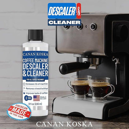 Coffee Machine Descaler 8 oz – Universal Descaling Solution for All Coffee Makers Drip Machines – Removes Limescale Calcium Buildup – 2 Uses (2, 8 Fl Oz (Pack of 2))