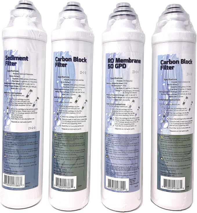 QCRO Complete Replacement Filter Kit 50 GPD for Pura/Aqua flo