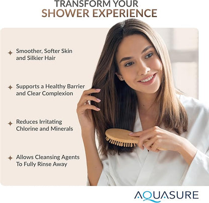 Aquasure 10,000 Gallons High Capacity Shower Filter For Healthier Hair, Skin & Nails | Improves Dry Itchy Skin, Reduce Dandruff, Eczema, Protect Colored Hair (Brushed Nickel)