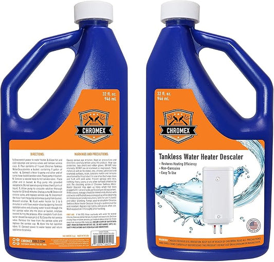 Chromex Tankless Water Heater Descaling Solution | Highly Effective Descaler Restores Heating Efficiency, 6 Quart, 32 fl oz (6)