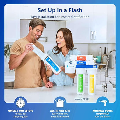 Express Water RODI10D Reverse Osmosis Deionization Water Filtration System – 6 Stage RO Water Filter with Faucet and Tank – Under Sink Water Filter – 100 GPD