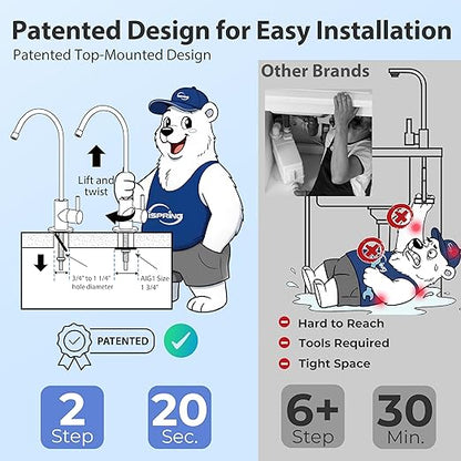 iSpring RCC7-BLK, NSF/ANSI 58 Certified, 5-Stage Reverse Osmosis System, RO Water Filter System Under Sink, Drinking Water Filter, 75 GPD, Stylish Black RO Faucet
