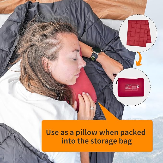 KingCamp Puffy Blanket for Camping, Warm Down Alternative Outdoors Indoors Quilt, Lightweight Compact Packable Windproof Blankets for Stadium, Airplane, Travel, Picnics, Backpacking