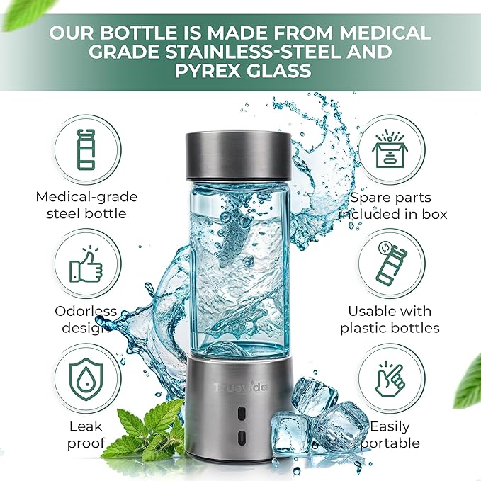 2025 Hydrogen Water Bottle | Hydrogen water bottle generator | 2-in-1 | Oxygen water | High Oxygen and Hydrogen Content | 2000ppb+ | Elevate Your Life | Great for Health and Fitness | Advanced PEM/SPE