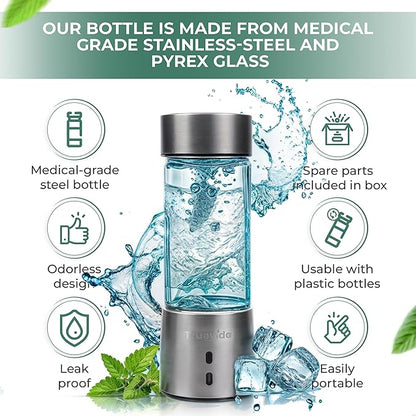 2025 Hydrogen Water Bottle | Hydrogen water bottle generator | 2-in-1 | Oxygen water | High Oxygen and Hydrogen Content | 2000ppb+ | Elevate Your Life | Great for Health and Fitness | Advanced PEM/SPE