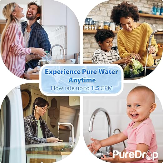 PureDrop PDR-16KCU 0.01 μm Ultra Filtration Under Sink Water Filter, High Capacity Under Sink Composite Filtration System, Reduces Lead Chlorine, Bad Taste & Odor, 16K Gallons
