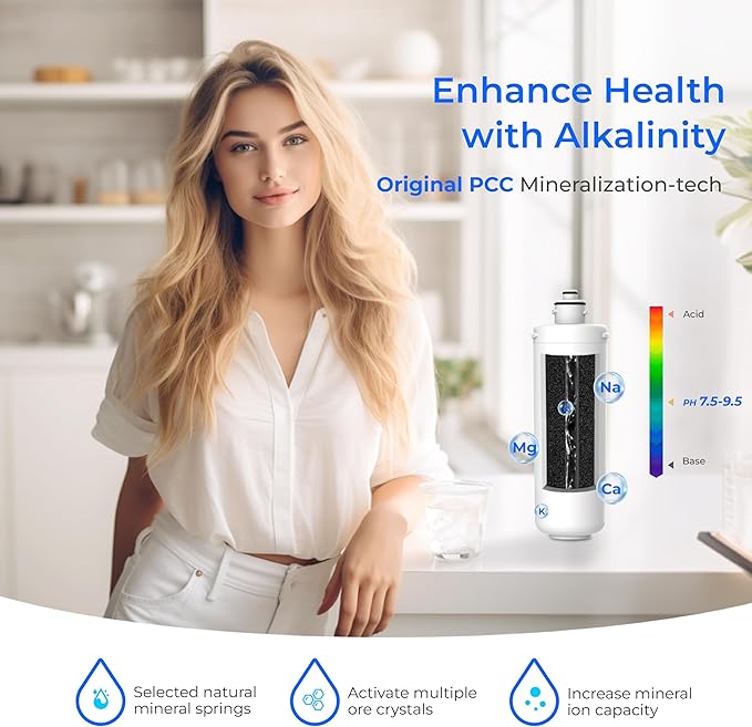 Waterdrop ALK16-RF Filter, NSF/ANSI 372 Certified, Replacement for ALK16 𝐀𝐥𝐤𝐚𝐥𝐢𝐧𝐞 Water Filter System, 12-month Lifetime