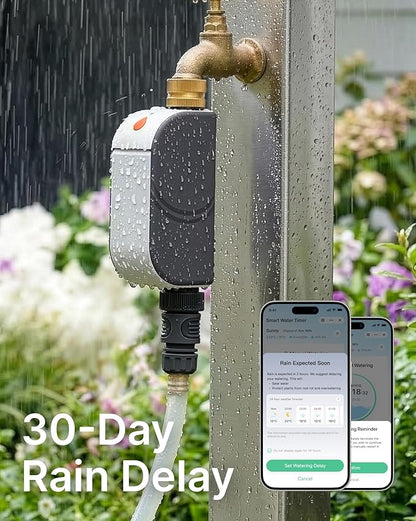 Smart Bluetooth Water Timer for Garden Hose, Heavy-Duty Brass Inlet Water Hose Timer Outdoor, Set & Forget Programmable Irrigation Controller with App, One-Button Manual Watering, IP65 Waterproof