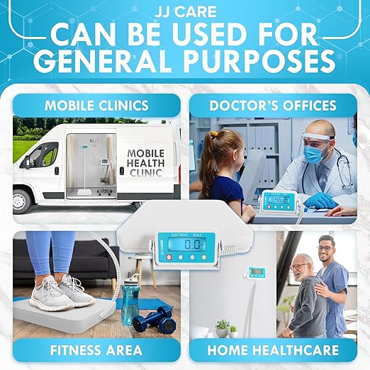 JJ CARE Medical Scale (660 lbs) - Professional Grade Body Weight Scale. Easy-to-Read LCD Display | Heavy-Duty Wrestling Scale for Home, Gym, Hospital, Physicians and Clinical Use