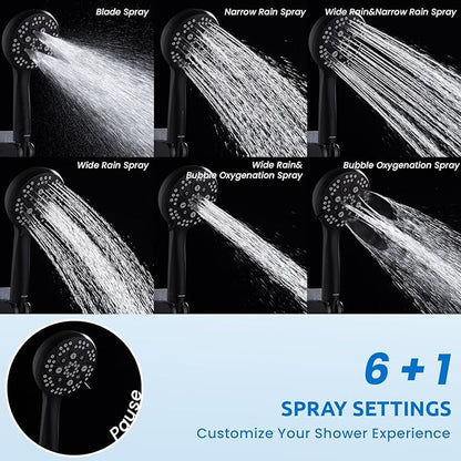 Ryamen Upgraded Dual Shower Heads Combo, 10 inch Filtered Shower Head with Handheld, 3-Way Rain Shower Head with Filters, 7 Settings Handheld Spray, High Pressure, Height Adjustable (Black)