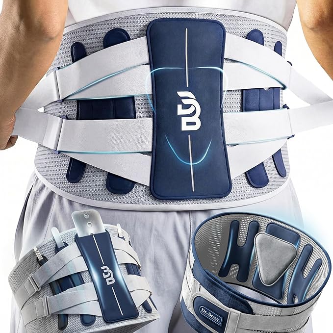 DR. BRACE® Lower Back Brace for Men & Women for Lower Back Pain Relief, Revolutionary Versatile Splints System & Removable Lumbar Pad, Adjustable & Breathable Back Support Brace (53.1-59.1″)