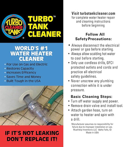 Water Heater Cleaning Tool, Improves Hot Water Supply, Removes Hard Water Sediment, Flushes Gas & Electric Tanks, Pro-Grade DIY Solution