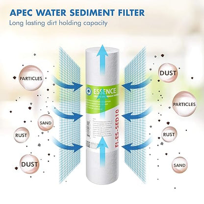 APEC Water Systems WFS-1000 3 Stage Under-Sink Water Filter System, White & Filter-Set-ES High Capacity Replacement Pre-Filter Set for Essence Series Reverse Osmosis Water Filter System Stage 1-3