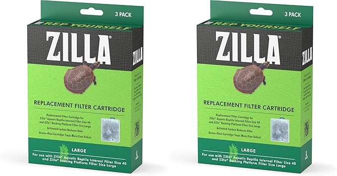 Zilla Reptile Pet Terrarium Water Filter Replacement Cartridge, Large,3 Count (Pack of 2)