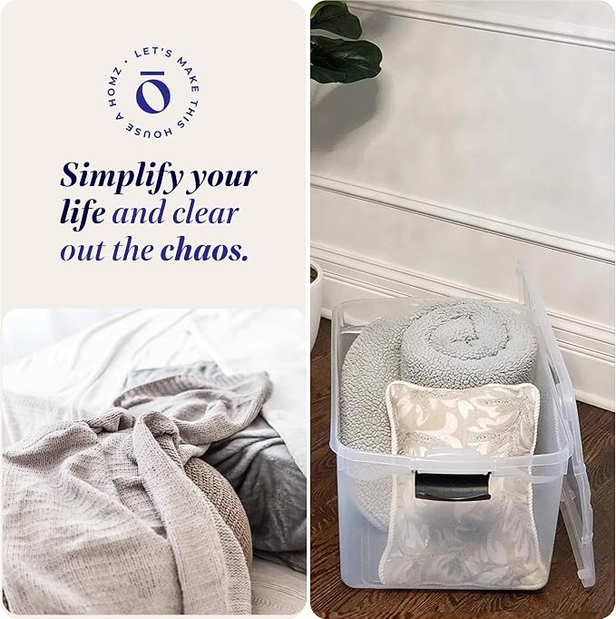 HOMZ Multipurpose 66 Quart Clear Storage Container Tote Bins with Secure Latching Lids for Home or Office Organization, (2 Pack)