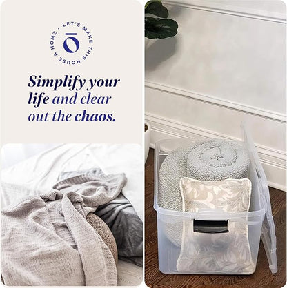 HOMZ Multipurpose 66 Quart Clear Storage Container Tote Bins with Secure Latching Lids for Home or Office Organization, (2 Pack)