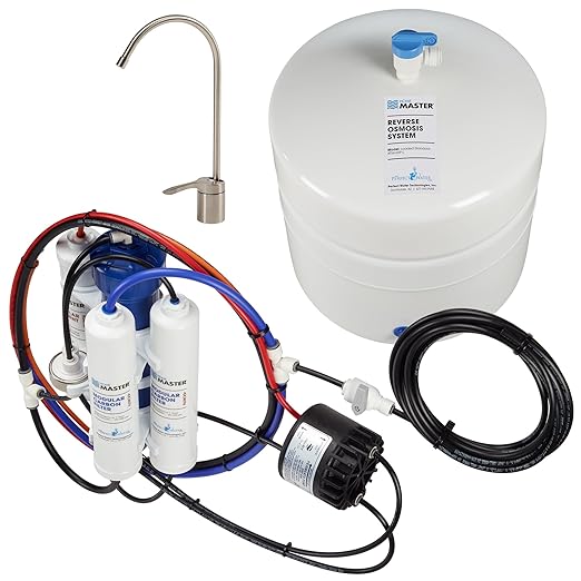 Home Master TM-ERP-L Undersink Reverse Osmosis System, 4.5s Fill Rate, 1:1 Waste Ratio, 8.5” catalytic carbon, 99% rejection hi-perf DOW membrane 18gpg, Lux Faucet, Fridge Kit, 5-year limited parts