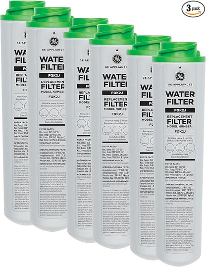 GE Under Sink Water Filter Replacement, Dual Flow, Reduces Sediment, Rust & Other Impurities from Water, Fits GXK255TBN Under Sink Filtration System, Replace Every 6 Months,FQK2J,2 Filters (Pack of 3)