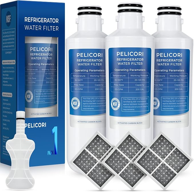 LRFS28XBS, LRFLC2706S, LRFOC2606S, LRFVC2406S Water Filter, 3-Pack | Compatible with LRFWS2906D, LRFWS2906S, LRFWS2906V, LRFXC2416S, LRFXC2606S, LRFXS2503S, LRMDC2306S Water & Air Filter