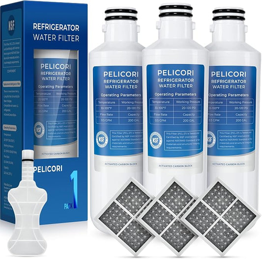 LRFS28XBS, LRFLC2706S, LRFOC2606S, LRFVC2406S Water Filter, 3-Pack | Compatible with LRFWS2906D, LRFWS2906S, LRFWS2906V, LRFXC2416S, LRFXC2606S, LRFXS2503S, LRMDC2306S Water & Air Filter