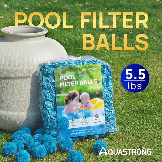 AQUASTRONG Pool Filter Balls for Sand Filter Pump, 5.5 lbs Reusable Sand Filter Balls (Replaces 180 lbs Pool Filter Sand), Efficient Blue Filter Balls for Swimming Pools, Filter Pumps, Aquariums