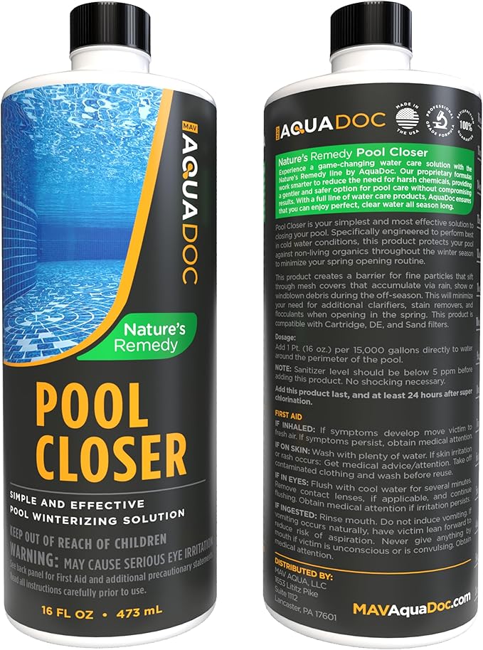 AquaDoc All-in-One Pool Closing Kit Chemical - 16oz - Treats up to 15,000 Gallons - Pool Winterizing Kit for Above Ground and Inground Pools - Winter Closing Chemicals Made in USA