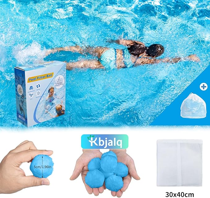 Pool Filter Balls,Filter Balls for Sand Filter,Blue Reusable Eco-Friendly Sand Filter Balls Equals Pool Filter Sand (1.5 Lbs,Blue)
