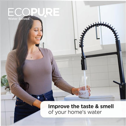 EcoPure EPW4C Carbon Block Whole Home Replacement Water Filter - Universal Fit - Fits Most Major Brand Systems
