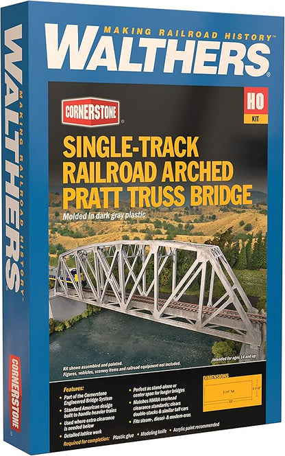 Walthers Cornerstone Arched Pratt Truss Railroad Bridge-Single-Track 933-4521 HO Scale Model Railroad - Structure Kit