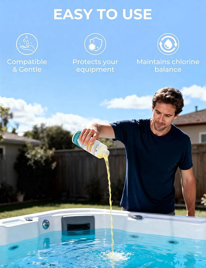 POOLACC Metal Remover for Hot Tub & Spa, Metal & Stain Control, Prevents Metal Stains Formation and Corrosion, Compatible with Any Spa, Fast-Acting & Easy to Use, 32oz